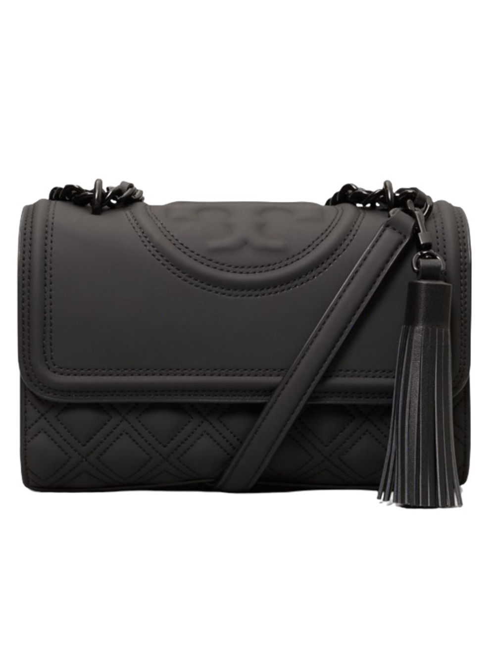 Tory Burch Fleming Matte Black Quilted Leather Convertible Shoulder Bags